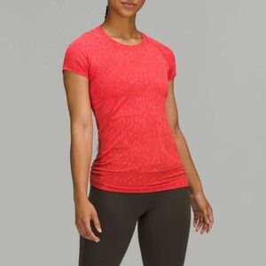 lululemon athletica Coral Red Short Sleeve Athletic Tee